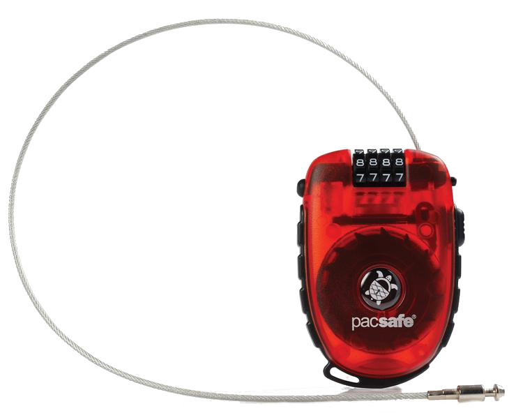 Pacsafe 'Retractasafe 250' aufwickelbarer Drahtverschluss rot