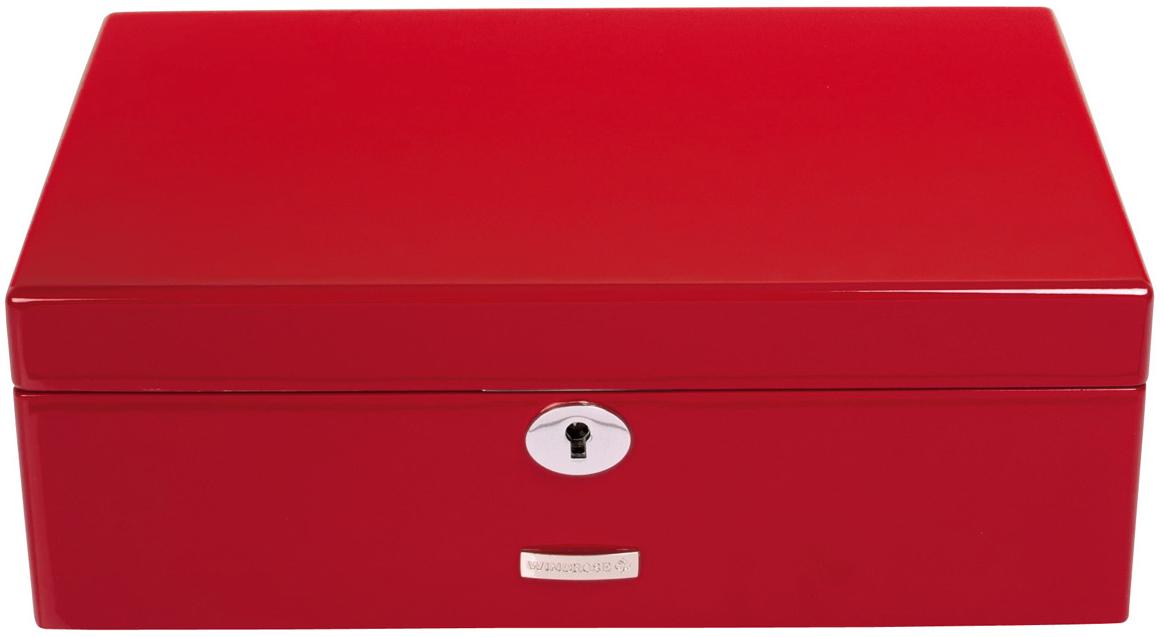 Windrose 'High Gloss' Schmuckkoffer S Echtholz mit hochglänzendem Lack rot
