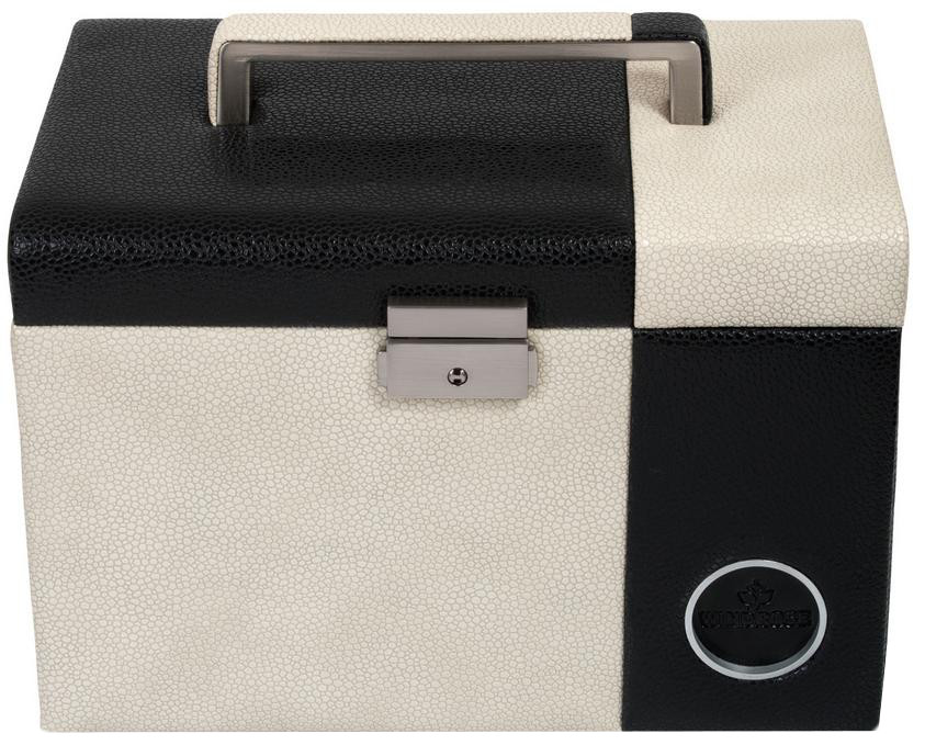 Windrose 'Bicolore' Schmuckkoffer 4 Etagen schwarz-beige
