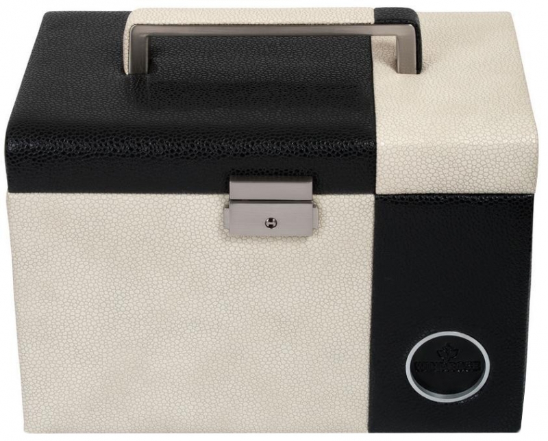 Windrose 'Bicolore' Schmuckkoffer 4 Etagen schwarz-beige
