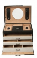 Windrose 'Bicolore' Schmuckkoffer 4 Etagen schwarz-beige