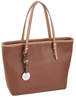 Lichtblau Shopper groß mit Reißverschluss schließbar braun/taupe