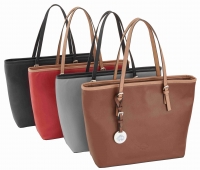Lichtblau Shopper groß mit Reißverschluss schließbar braun/taupe