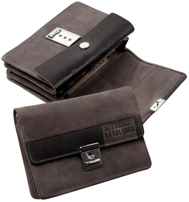 LandLeder 'Boondocks' Geldtasche echt Leder mit Gürtelleder kombiniert vintage brown