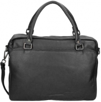 Funbag 'London' Schultertasche mit Laptopfach echt Leder schwarz