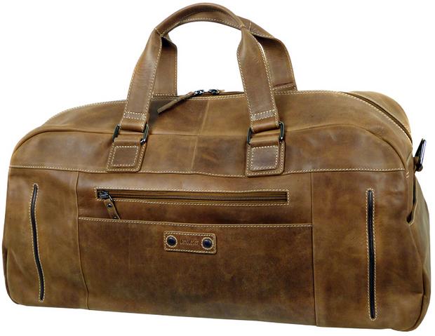 LandLeder 'Eco Friendly' Weekender naturbelassenes, gewachstes Vollrindleder ECO-natural-brown