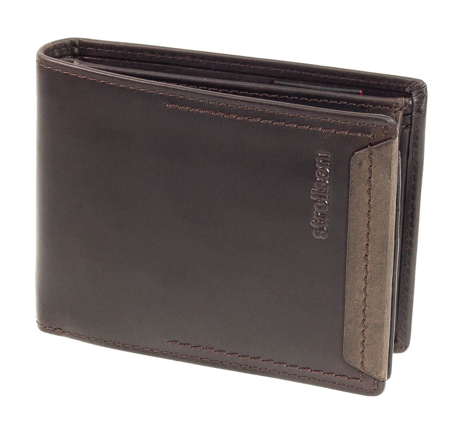Strellson 'Camden' BillFold H7Börse querformat echt Leder dunkel braun