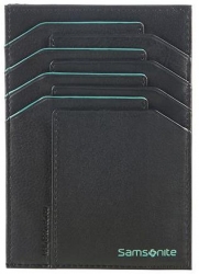 Samsonite Kartenetui mit RV-Münzfach und RFID-Schutz echt Leder schwarz seeblau