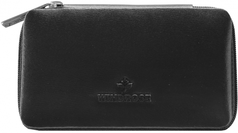 Windrose 'Ambiance' Manicureset mit RV 2 Scheren und 1 Zange echt Leder schwarz