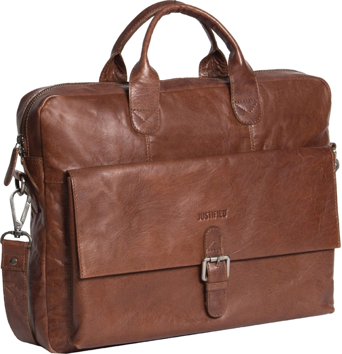 Justified Bags 'Everest' Aktentasche 1RV echt Rindleder cognac