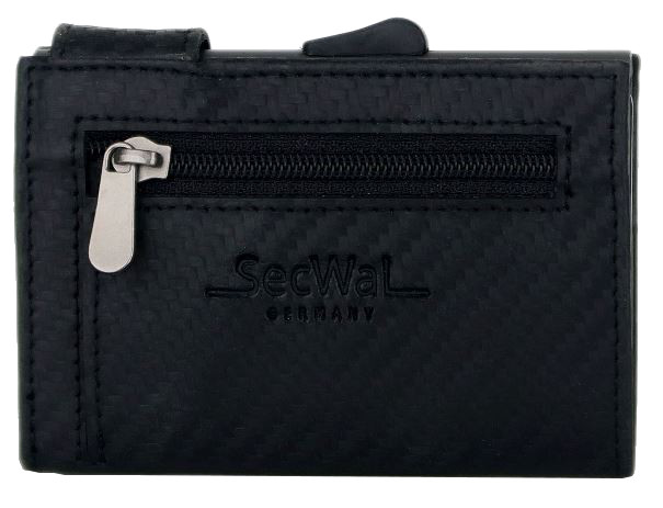Secwal1 Kartenetui 'Carbon' RV Münzfach RFID Leder schwarz