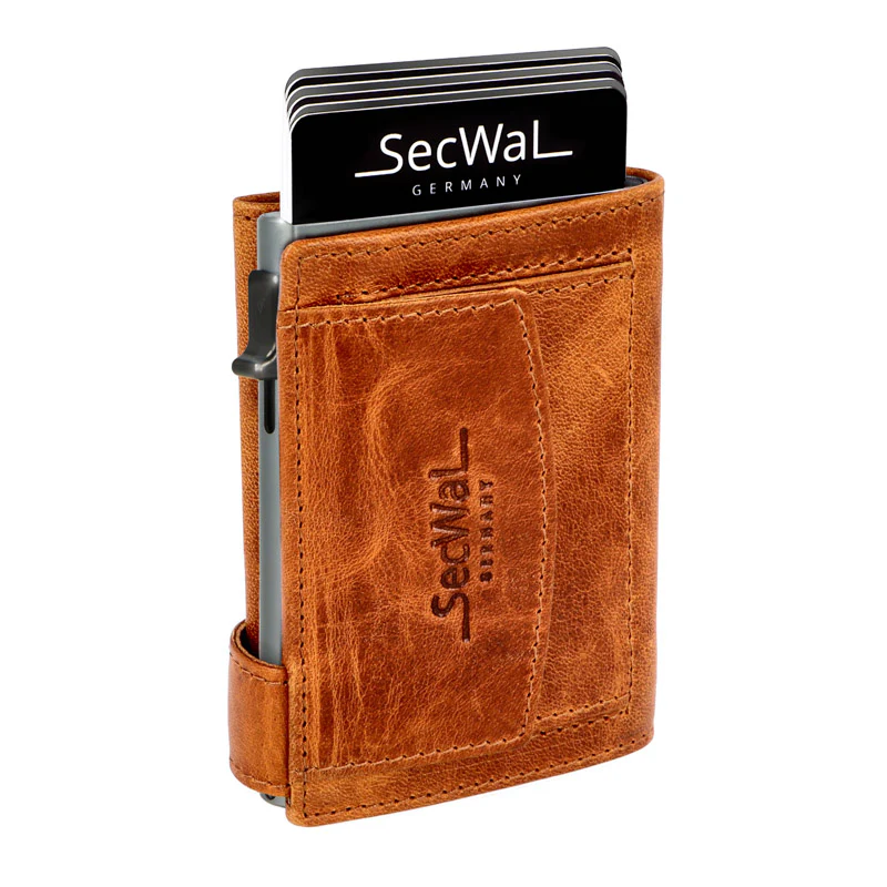 Secwal2 Kartenetui Geldbeutel RFID Leder cognac