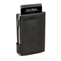 Secwal2 Kartenetui Geldbeutel Münzfach DK mit RFID-Schutz echt Leder Carbon Schwarz 