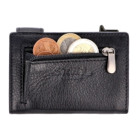 Secwal1 Kartenetui Geldbeutel Münzfach RV mit RFID-Schutz echt Leder Schwarz