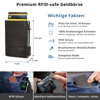 Secwal1 Kartenetui Geldbeutel Münzfach RV mit RFID-Schutz echt Leder Schwarz