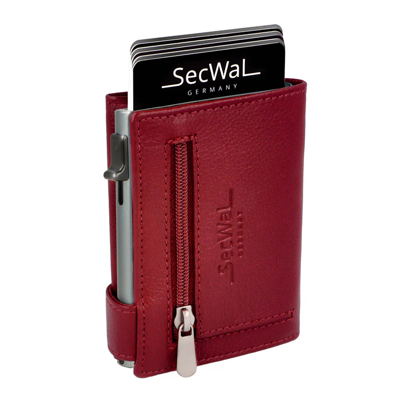 Secwal1 Kartenetui RV RFID echt Leder rot