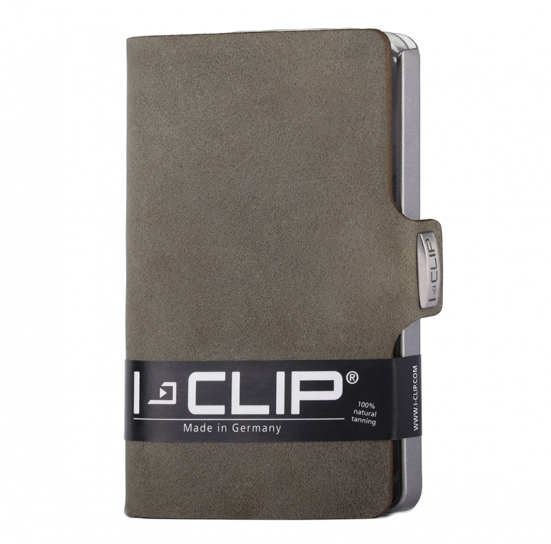 I-CLIP 'Soft Touch' echt Rindleder metallic grey olive