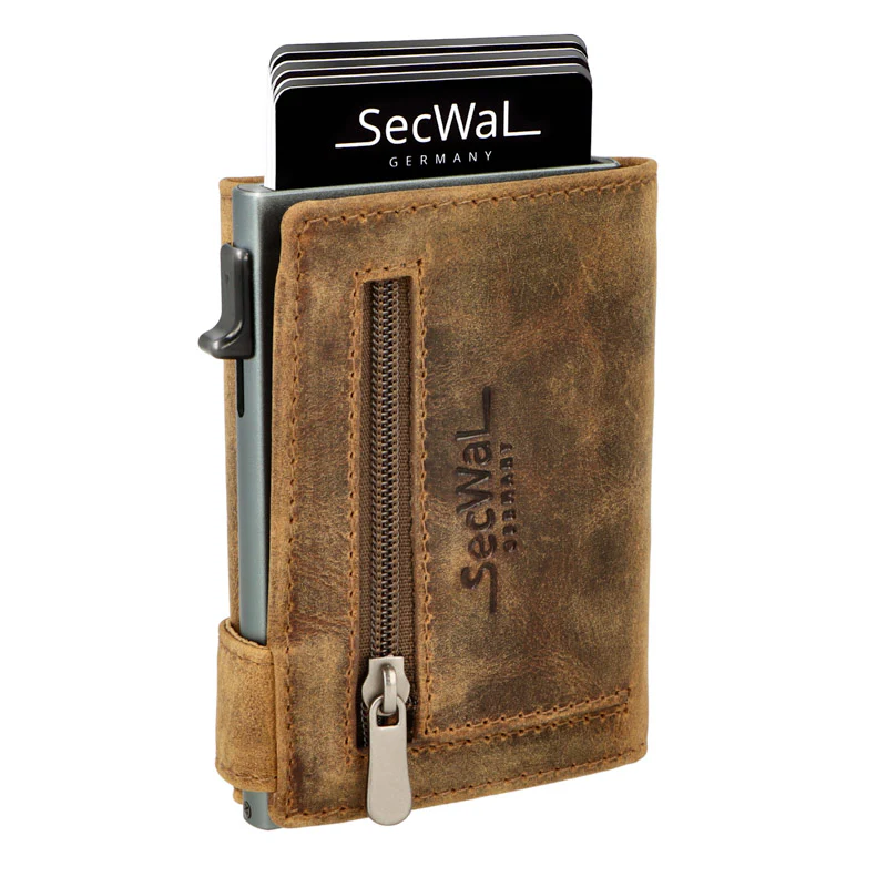 Secwal1 Kartenetui 'Hunter' RV Münzfach RFID Leder braun