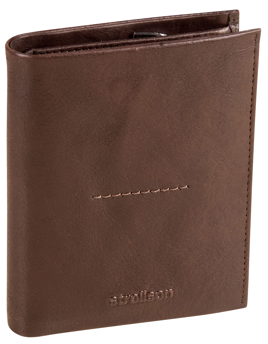 Strellson 'Coleman 2.0' Scheintasche mit RFID Hochformat echt Leder dark brown