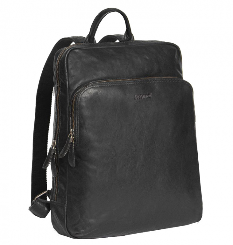 Justified Bags 'Everest' Laptoprucksack echt Leder schwarz