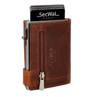 Secwal1 Kartenetui RV Münzfach RFID Leder braun