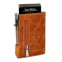 Secwal1 Kartenetui RV Münzfach RFID Leder cognac