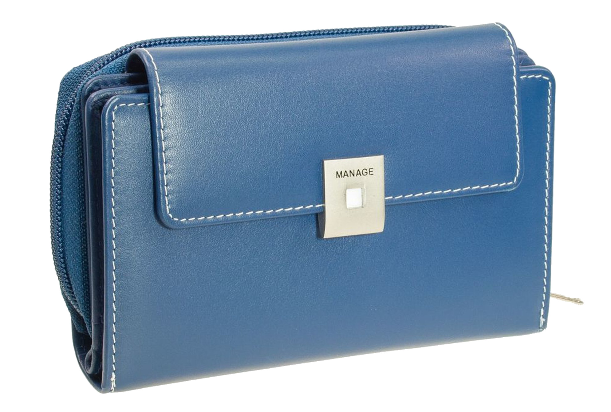 Manage 'Square' RV Börse echt Leder blau