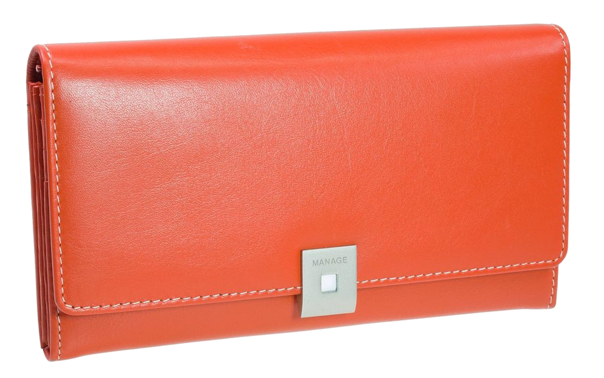 Manage 'Square' Visittasche echt Rindleder orange