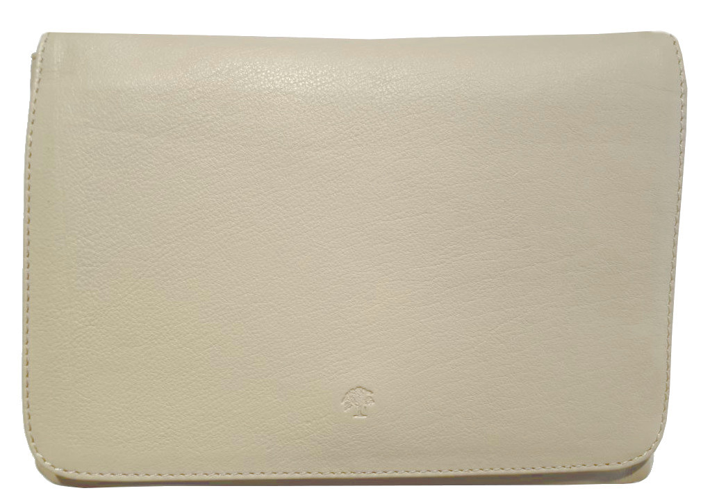Prato 'LM Asif ' Umhängetasche mit Überschlag genarbtes Rindleder beige