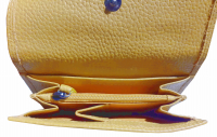 Glüxklee Damenbörse mit Überschlag und Riegel echt Leder goldgelb
