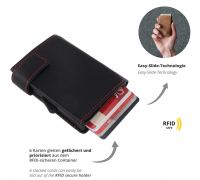 Secwal2 Kartenetui Geldbeutel RFID echt Leder schwarz rot