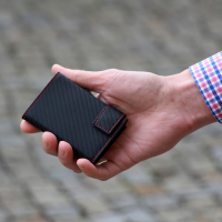 Secwal2 'Carbon' Kartenetui Geldbeutel RFID Leder schwarz-rot