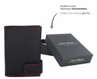 Secwal2 'Carbon' Kartenetui Geldbeutel RFID Leder schwarz-rot