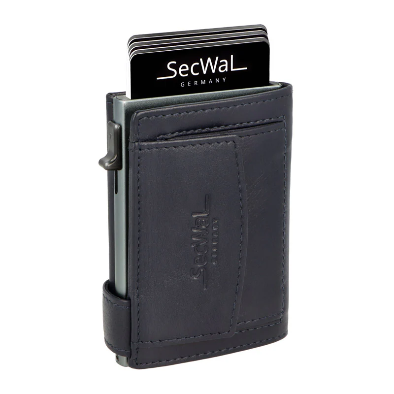 Secwal2 'Vintage' Kartenetui Geldbeutel RFID Leder blau
