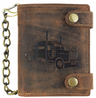 Green Burry Vintage Truck Kombibörse echt Leder sattelbraun