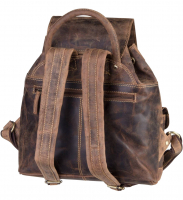 Green Burry Vintage Rucksack M echt Leder sattelbraun