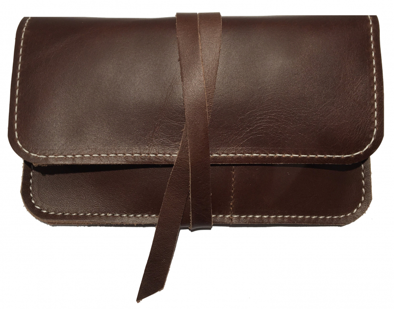 KALOS AND SONS 'Quarter' Tabaktasche echt Rindleder mit Lederschnur kastanienbraun
