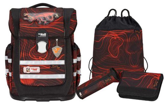 McNeill 'Drache' Schulrucksackset 4tlg. Ergo Complete 1150g 20l schwarz/rot