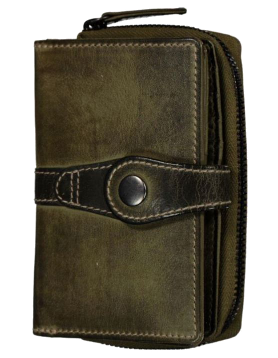 Dernier Damenbörse klein mit Riegel RFID echt Rindleder olive