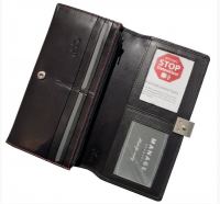 Manage 'Square' Visittasche echt Rindleder schwarz-rot