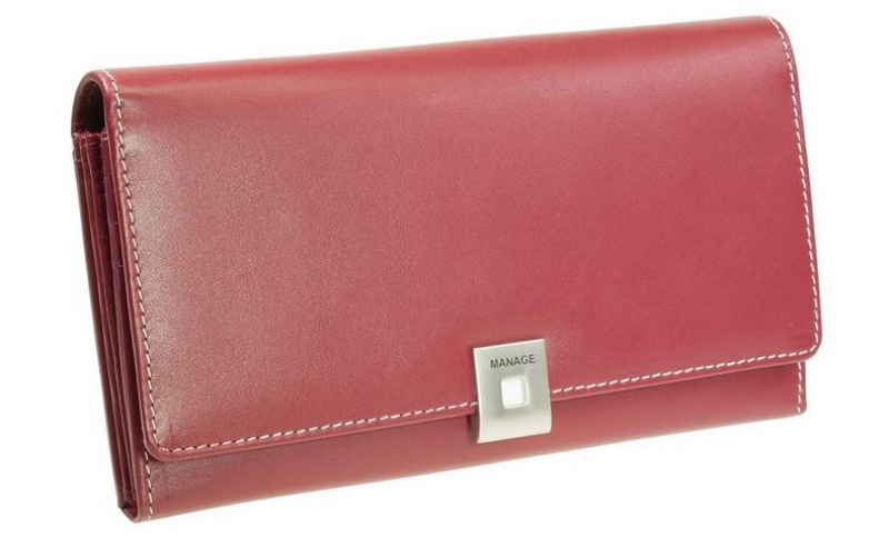 Manage 'Square' Visittasche echt Rindleder rot