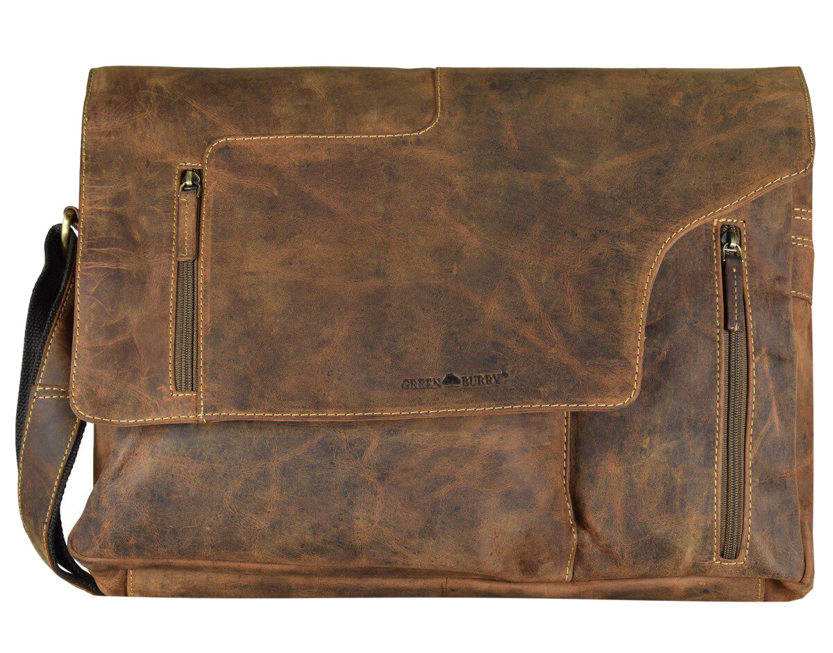 Green Burry Vintage Revolver Bag XL echt Rindleder sattelbraun