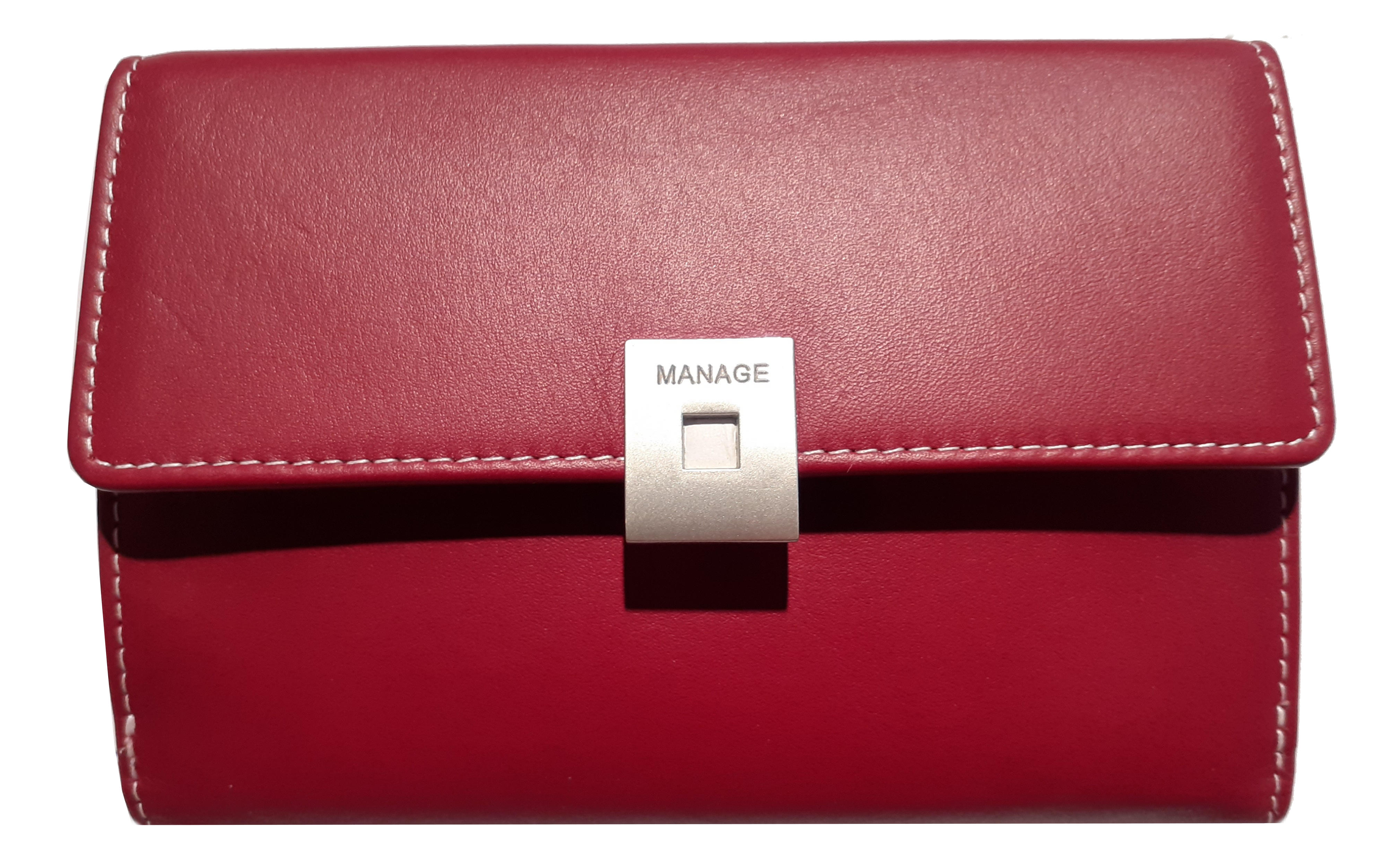 Manage 'Square' Shoppingbörse RFID echt Rindleder rot