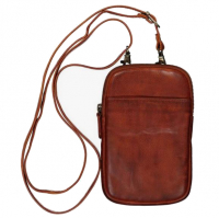 New Bags Handytasche mit Umhängeriemen echt Rindleder cognac