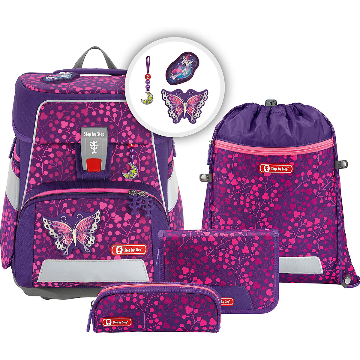 Step by Step 'Butterfly Night' Space Shine Schulrucksack-Set 5tlg. 1250g 20l