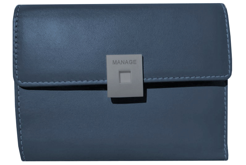 Manage 'Square' Damenkombi-Börse mit Überschlag echt Rindleder blau