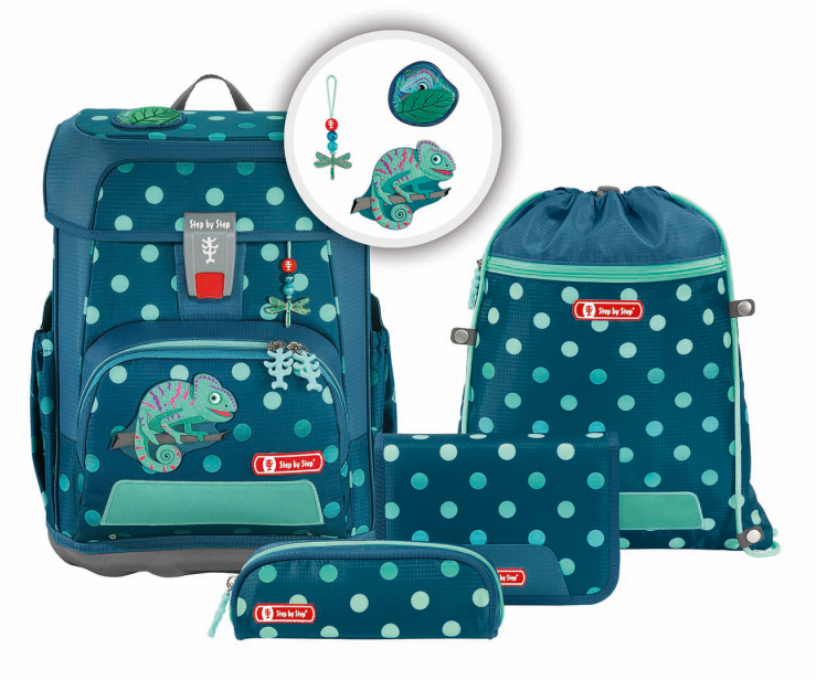 Step by Step 'Tropical Chameleon' Cloud Schulrucksackset 5tlg. 990g 19l türkis