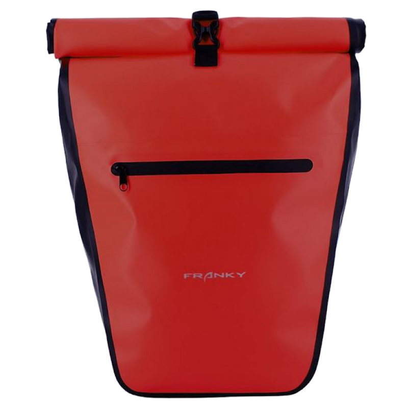 Franky Fahrradtasche mit Laptopfach 29l 500D PVC rot/schwarz