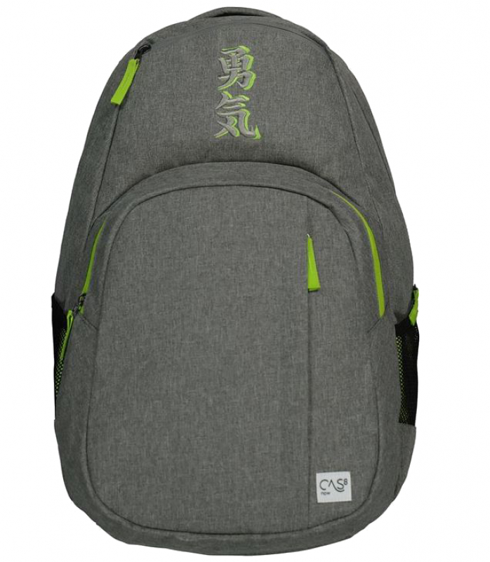 Cas8now Rucksack mit Laptopfach aus Spinnstoff grau grün