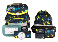 schoolmood 'Elias'Rennwagen Timeless Air+ Schulrucksack-Set 7tlg. 980g 23l blau/gelb